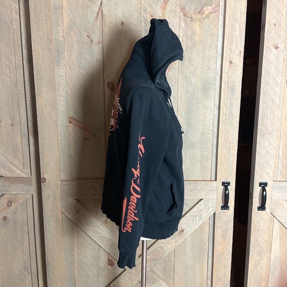 Harley-Davidson black hoodie jacket with wings and bling detail Size Large - Picture 5 of 13